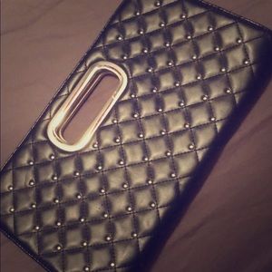 Studded black clutch